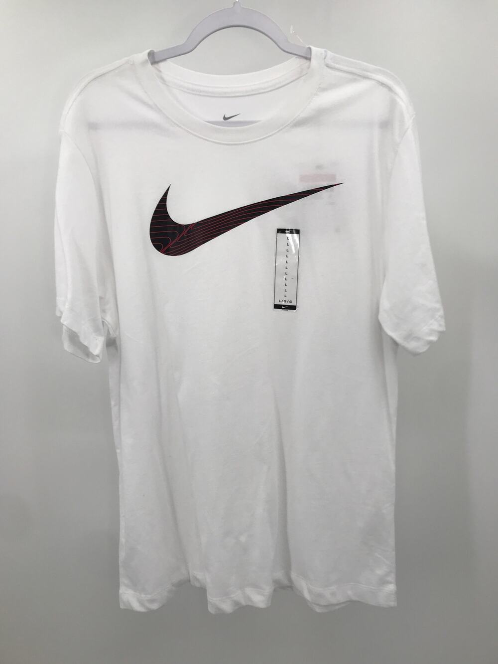 The Nike Tee Mens White Graphic Dri-Fit Short Sleeve Fitness T-Shirt Size L